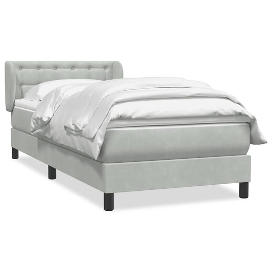 vidaXL Κρεβάτι Boxspring με Στρώμα Ανοιχτό Γκρι 80x210 εκ. Βελούδινο