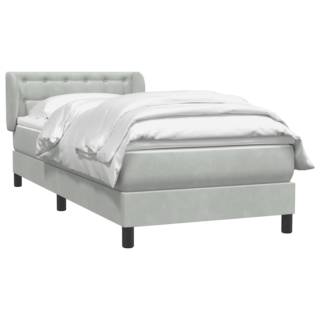 vidaXL Κρεβάτι Boxspring με Στρώμα Ανοιχτό Γκρι 80x210 εκ. Βελούδινο
