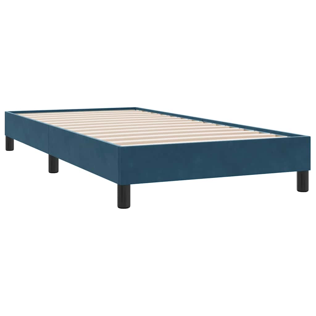 vidaXL Box Spring κρεβάτι με στρώμα σκούρο μπλε 80x210 εκ. Βελούδινο