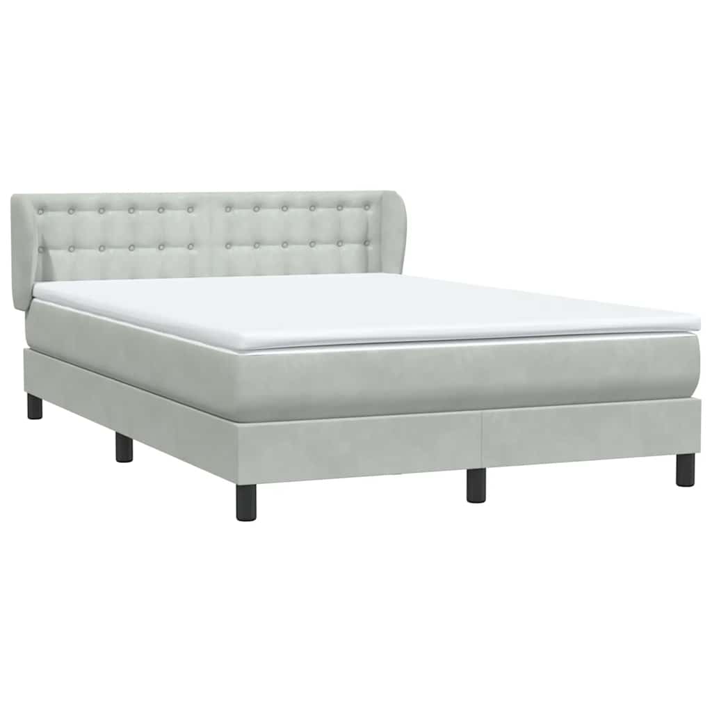vidaXL Κρεβάτι Boxspring με Στρώμα Ανοιχτό Γκρι 160x210 εκ. Βελούδινο