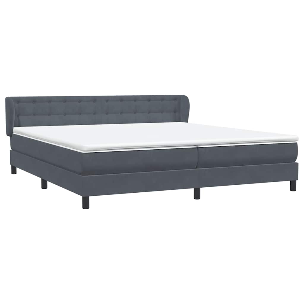 vidaXL Box Spring Κρεβάτι με στρώματα Σκούρο γκρι 180x210 cm Velvet