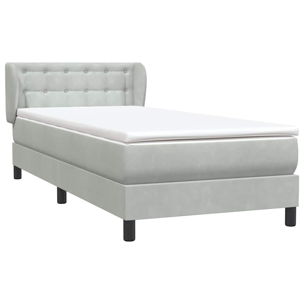 vidaXL Box Spring κρεβάτι με στρώμα ανοιχτό γκρι 80x220 cm Βελούδινο