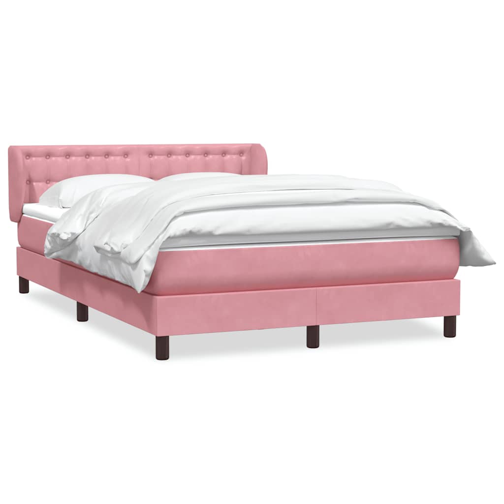 vidaXL Box Spring κρεβάτι με στρώμα ροζ 140x220 cm Βελούδινο