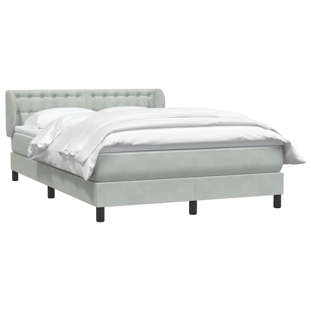 vidaXL Κρεβάτι Boxspring με Στρώμα Ανοιχτό Γκρι 160x220 εκ. Βελούδινο