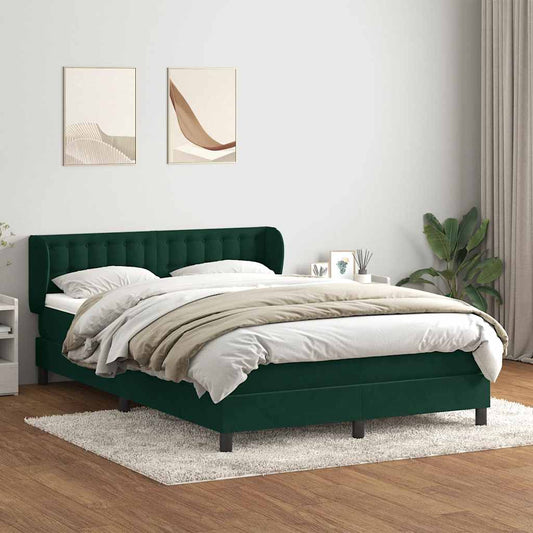 vidaXL Box Spring κρεβάτι με στρώμα σκούρο πράσινο 160x220cm Βελούδινο