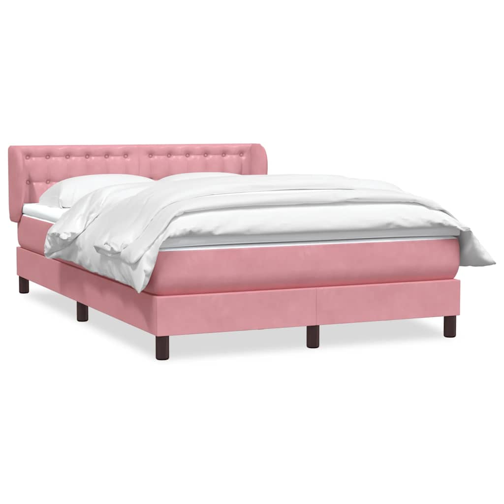 vidaXL Box Spring κρεβάτι με στρώμα ροζ 160x220 cm Βελούδινο