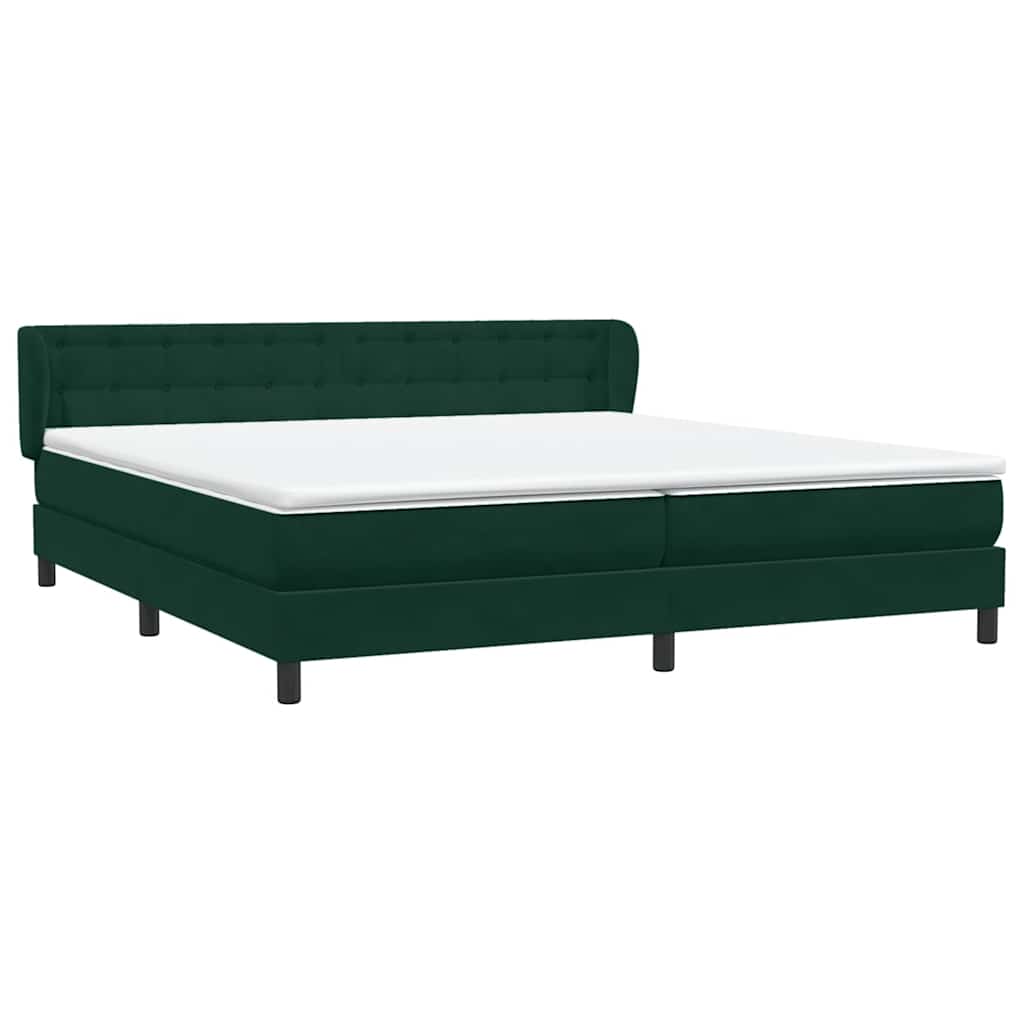 vidaXL Box Spring κρεβάτι με στρώματα σκούρο πράσινο Βελούδινο