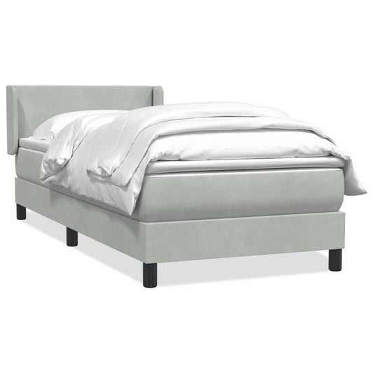 vidaXL Κρεβάτι Boxspring με Στρώμα Ανοιχτό Γκρι 80x210 εκ. Βελούδινο