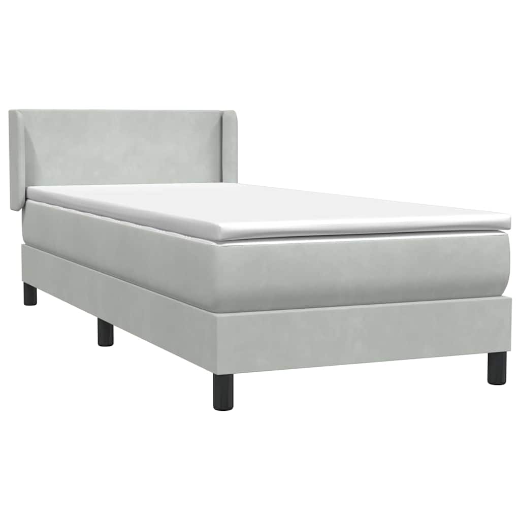 vidaXL Κρεβάτι Boxspring με Στρώμα Ανοιχτό Γκρι 80x210 εκ. Βελούδινο