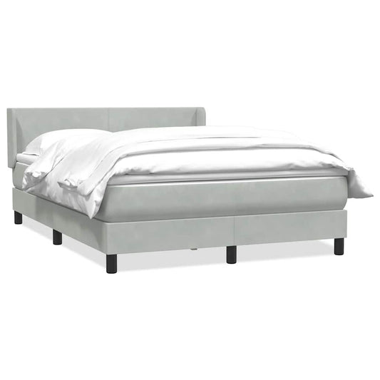 vidaXL Κρεβάτι Boxspring με Στρώμα Ανοιχτό Γκρι 160x210 εκ. Βελούδινο