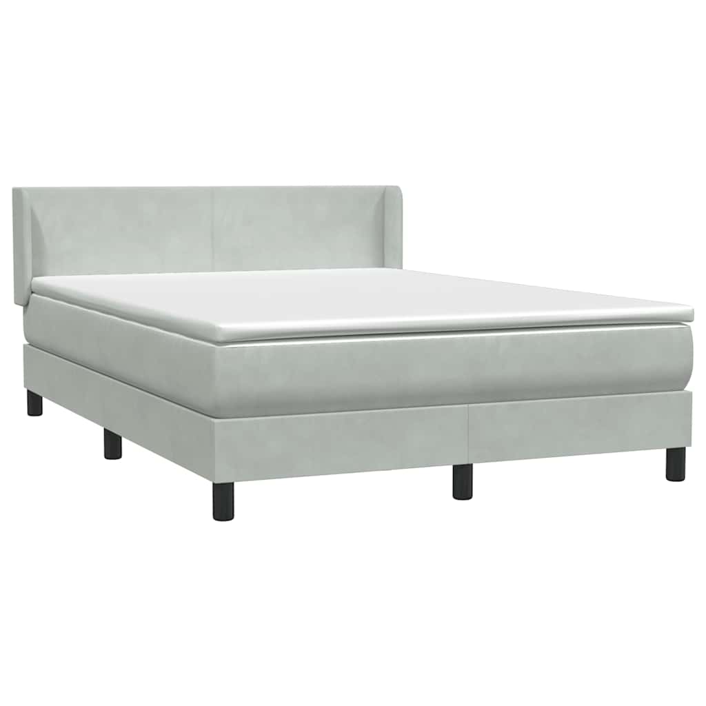 vidaXL Κρεβάτι Boxspring με Στρώμα Ανοιχτό Γκρι 160x210 εκ. Βελούδινο