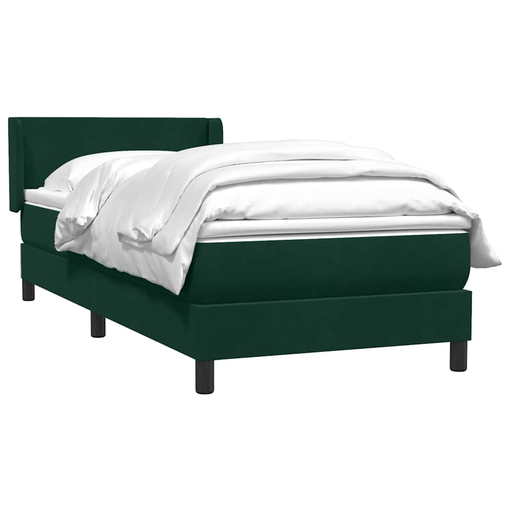 vidaXL Box Spring κρεβάτι με στρώμα σκούρο πράσινο 80x220εκ. Βελούδινο