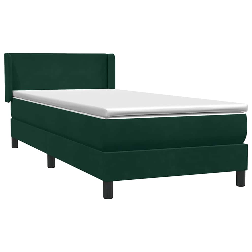 vidaXL Box Spring κρεβάτι με στρώμα σκούρο πράσινο 80x220εκ. Βελούδινο