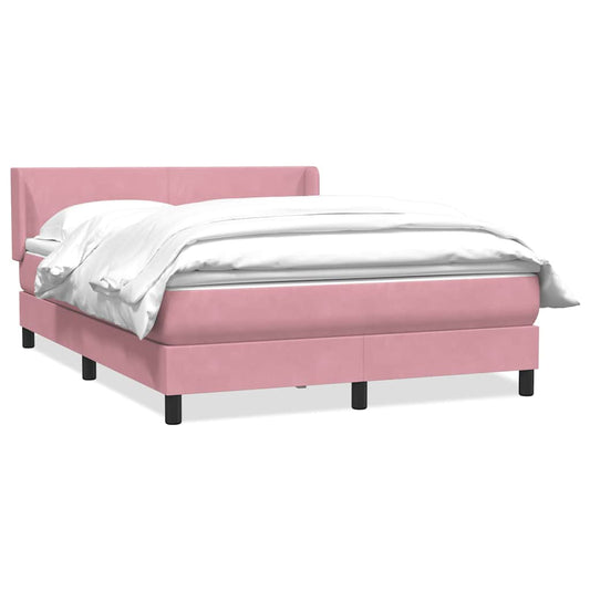 vidaXL Box Spring κρεβάτι με στρώμα ροζ 140x220 cm Βελούδινο