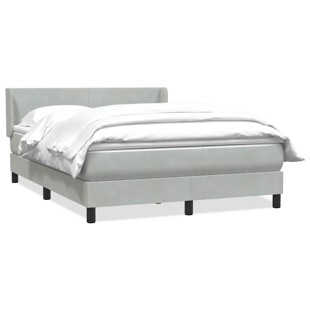 vidaXL Κρεβάτι Boxspring με Στρώμα Ανοιχτό Γκρι 160x220 εκ. Βελούδινο