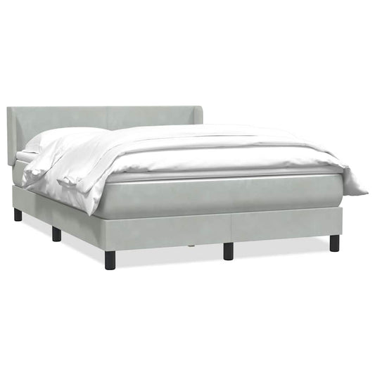 vidaXL Κρεβάτι Boxspring με Στρώμα Ανοιχτό Γκρι 160x220 εκ. Βελούδινο