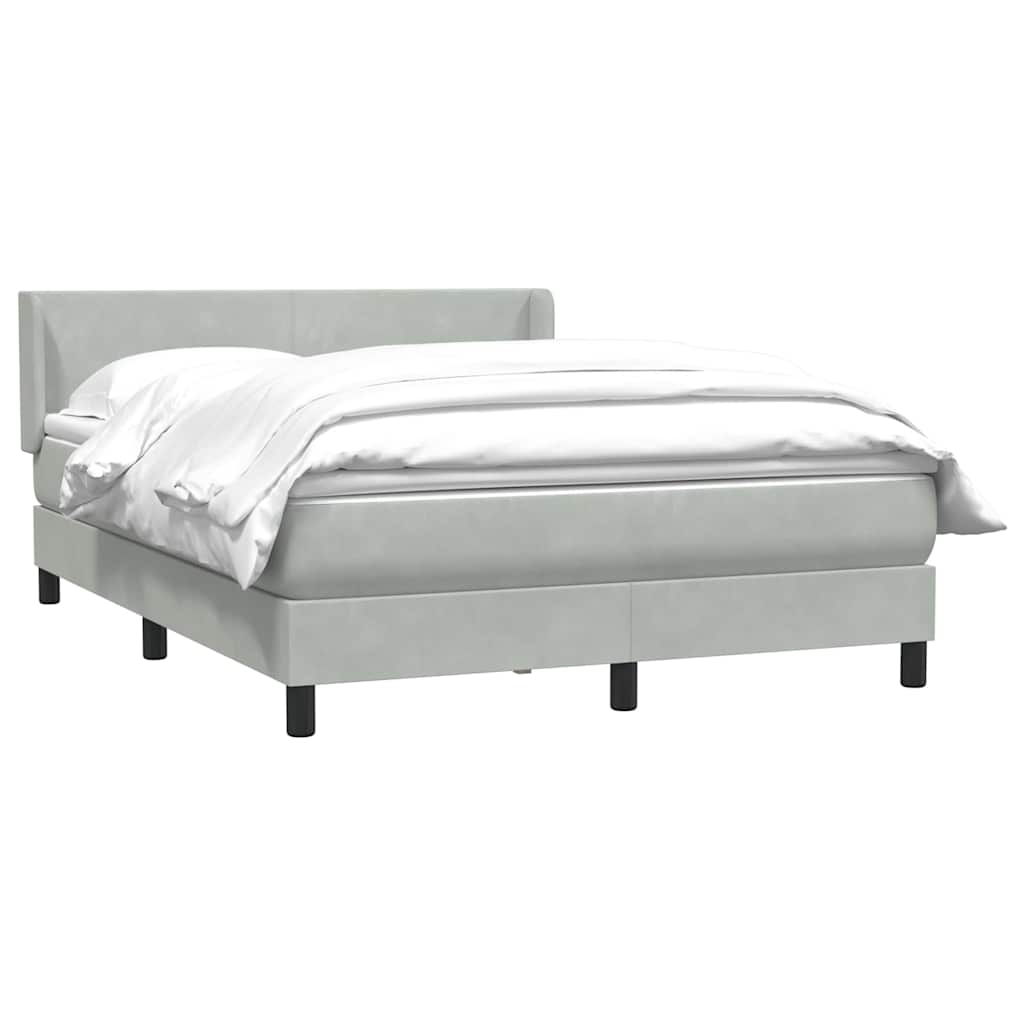 vidaXL Κρεβάτι Boxspring με Στρώμα Ανοιχτό Γκρι 160x220 εκ. Βελούδινο