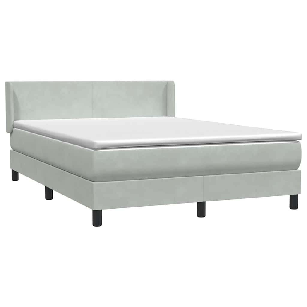 vidaXL Κρεβάτι Boxspring με Στρώμα Ανοιχτό Γκρι 160x220 εκ. Βελούδινο