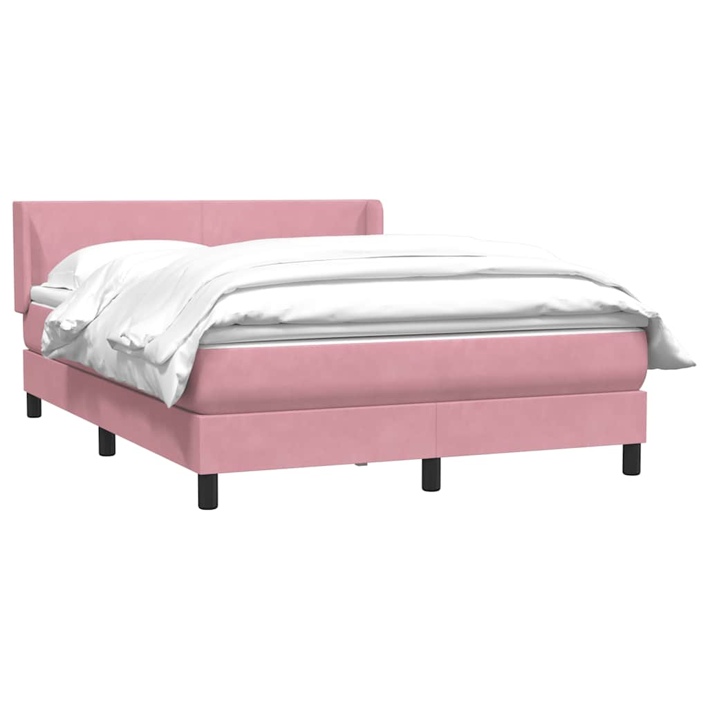 vidaXL Box Spring κρεβάτι με στρώμα ροζ 160x220 cm Βελούδινο