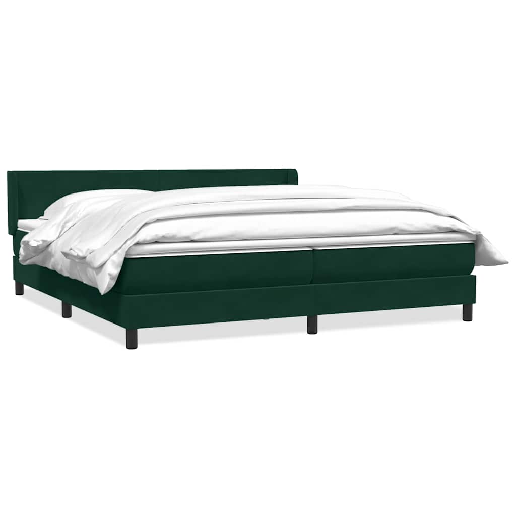 vidaXL Box Spring κρεβάτι με στρώμα σκούρο πράσινο 180x220cm Βελούδινο