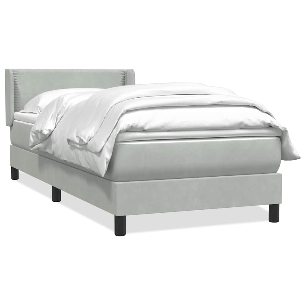 vidaXL Κρεβάτι Boxspring με Στρώμα Ανοιχτό Γκρι 80x210 εκ. Βελούδινο