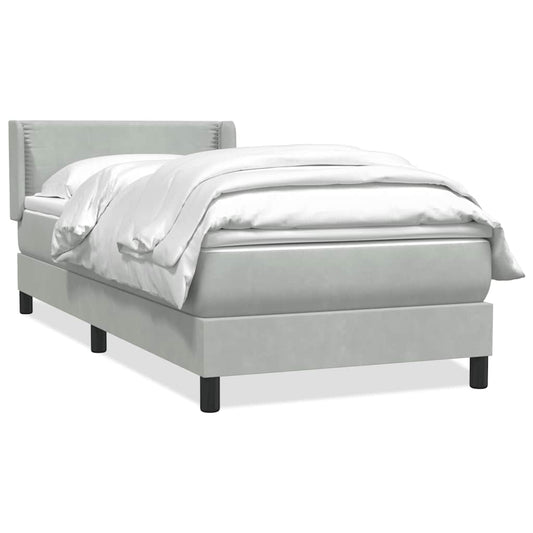 vidaXL Κρεβάτι Boxspring με Στρώμα Ανοιχτό Γκρι 80x210 εκ. Βελούδινο