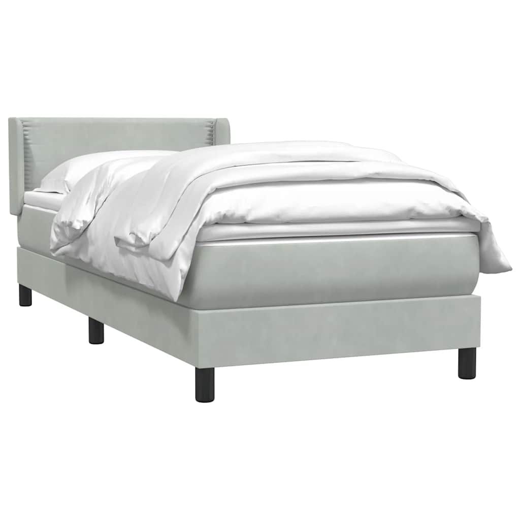 vidaXL Κρεβάτι Boxspring με Στρώμα Ανοιχτό Γκρι 80x210 εκ. Βελούδινο