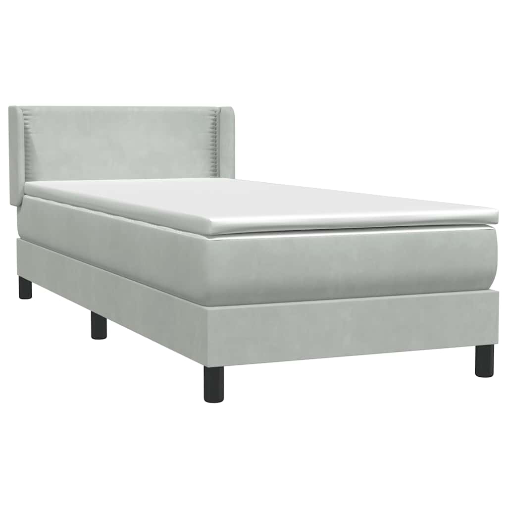 vidaXL Κρεβάτι Boxspring με Στρώμα Ανοιχτό Γκρι 80x210 εκ. Βελούδινο