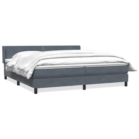 vidaXL Κρεβάτι Boxspring με Στρώμα Σκούρο Γκρι 180x210 εκ. Βελούδινο