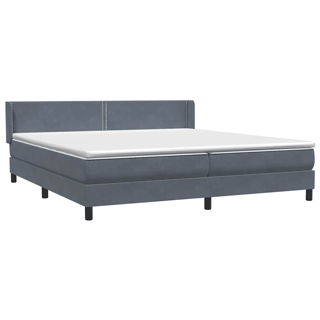 vidaXL Κρεβάτι Boxspring με Στρώμα Σκούρο Γκρι 180x210 εκ. Βελούδινο