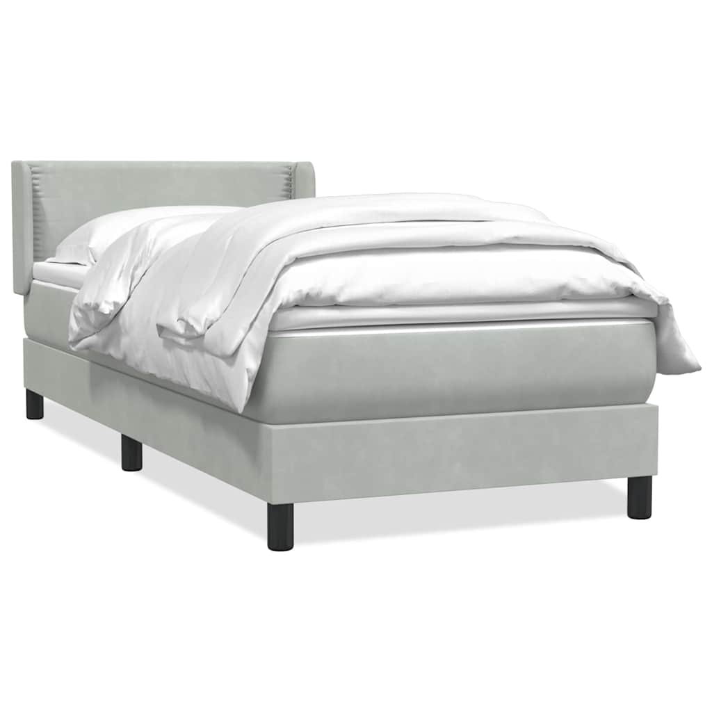 vidaXL Box Spring κρεβάτι με στρώμα ανοιχτό γκρι 80x220 cm Βελούδινο