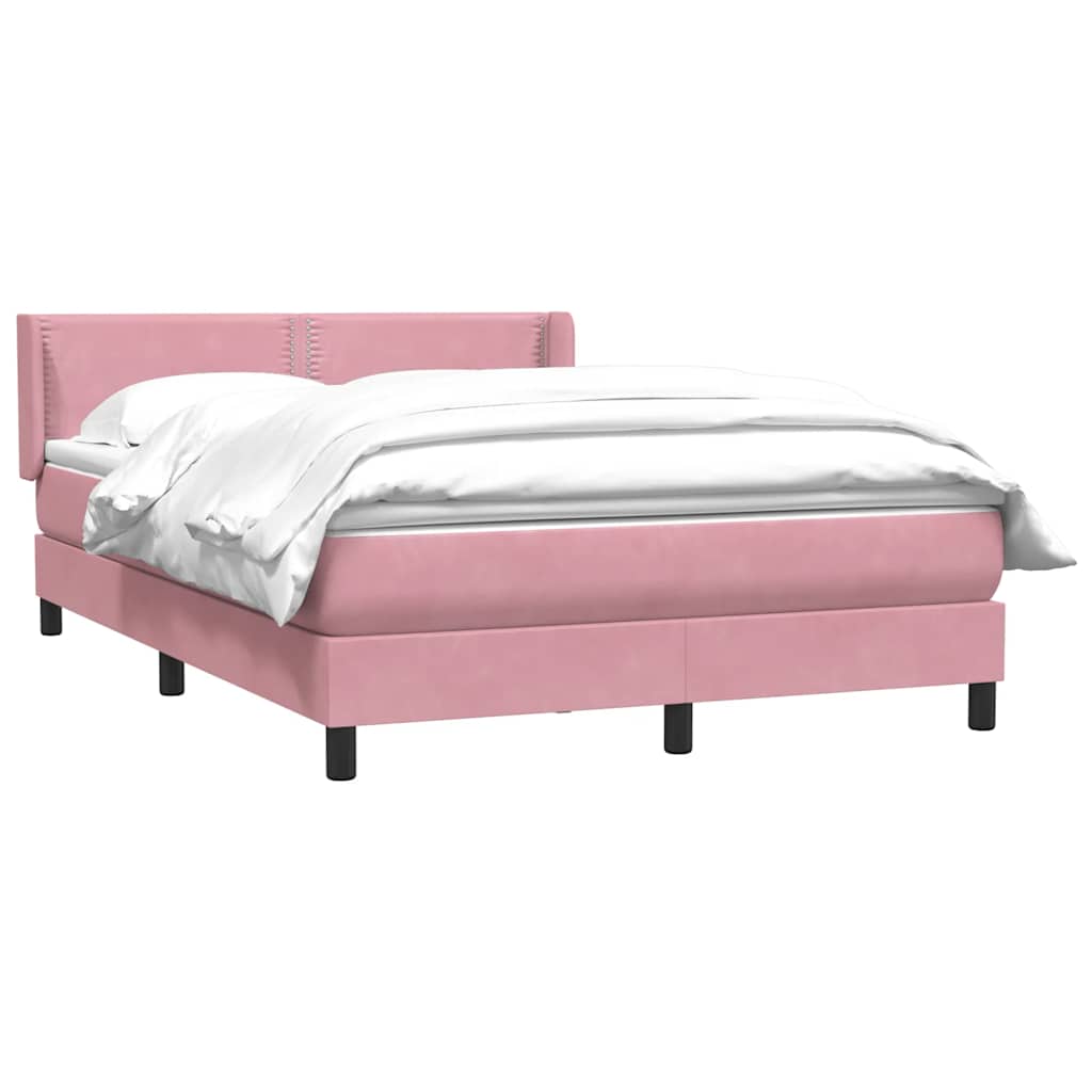 vidaXL Box Spring κρεβάτι με στρώμα ροζ 160x220 cm Βελούδινο
