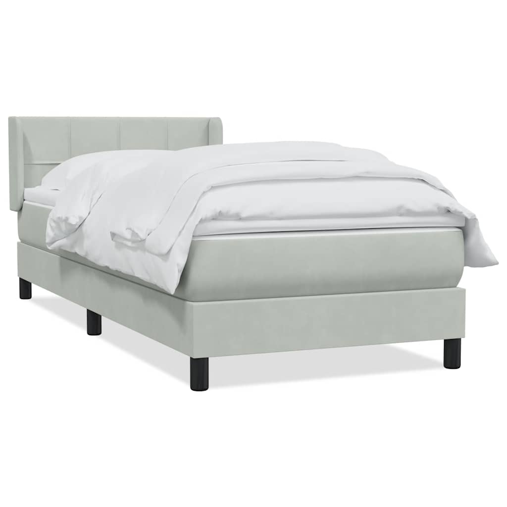 vidaXL Κρεβάτι Boxspring με Στρώμα Ανοιχτό Γκρι 80x210 εκ. Βελούδινο