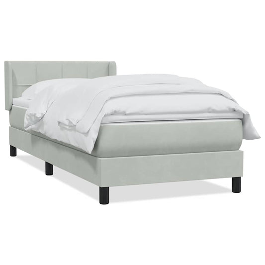 vidaXL Κρεβάτι Boxspring με Στρώμα Ανοιχτό Γκρι 80x210 εκ. Βελούδινο