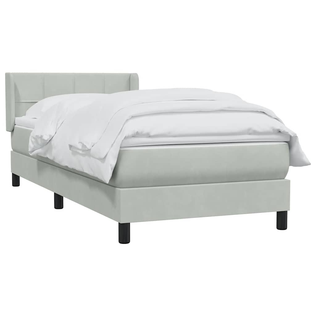 vidaXL Κρεβάτι Boxspring με Στρώμα Ανοιχτό Γκρι 80x210 εκ. Βελούδινο