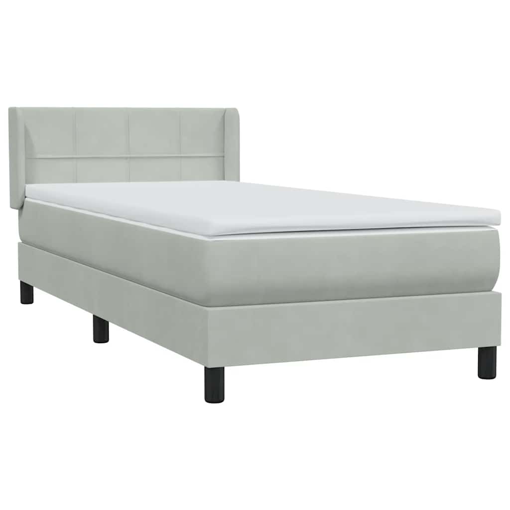 vidaXL Κρεβάτι Boxspring με Στρώμα Ανοιχτό Γκρι 80x210 εκ. Βελούδινο