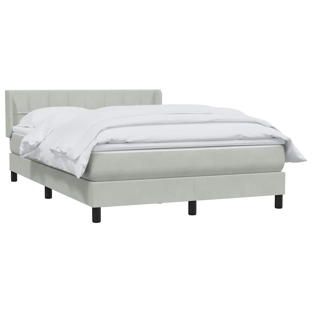 vidaXL Κρεβάτι Boxspring με Στρώμα Ανοιχτό Γκρι 160x210 εκ. Βελούδινο