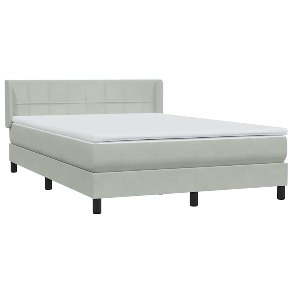 vidaXL Κρεβάτι Boxspring με Στρώμα Ανοιχτό Γκρι 160x210 εκ. Βελούδινο