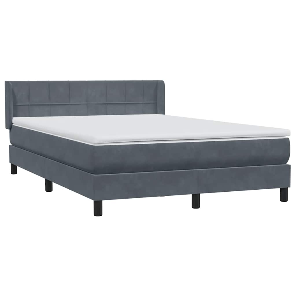vidaXL Κρεβάτι Boxspring με Στρώμα Σκούρο Γκρι 160x210 εκ. Βελούδινο