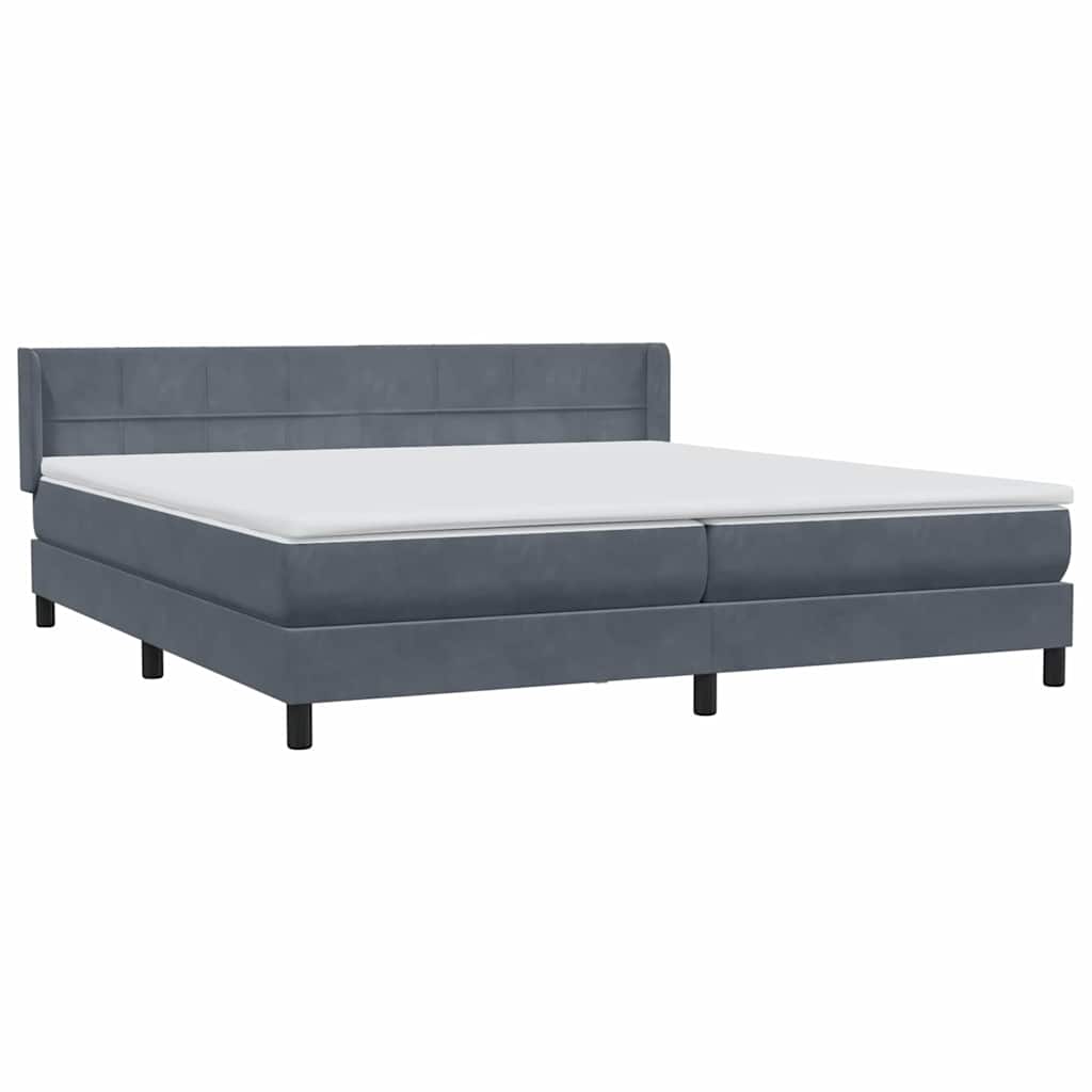 vidaXL Κρεβάτι Boxspring με Στρώμα Σκούρο Γκρι 180x210 εκ. Βελούδινο