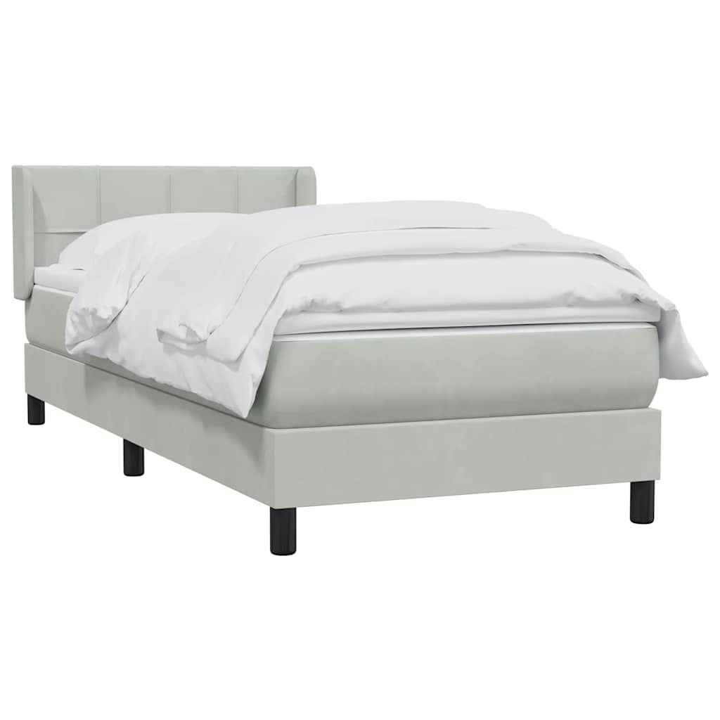vidaXL Box Spring κρεβάτι με στρώμα ανοιχτό γκρι 90x220 εκ. Βελούδινο