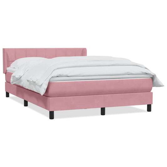 vidaXL Box Spring κρεβάτι με στρώμα ροζ 140x220 cm Βελούδινο
