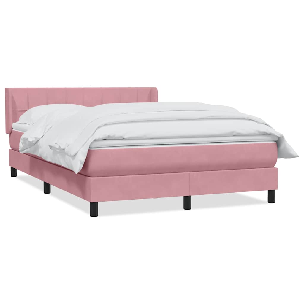vidaXL Box Spring κρεβάτι με στρώμα ροζ 160x220 cm Βελούδινο