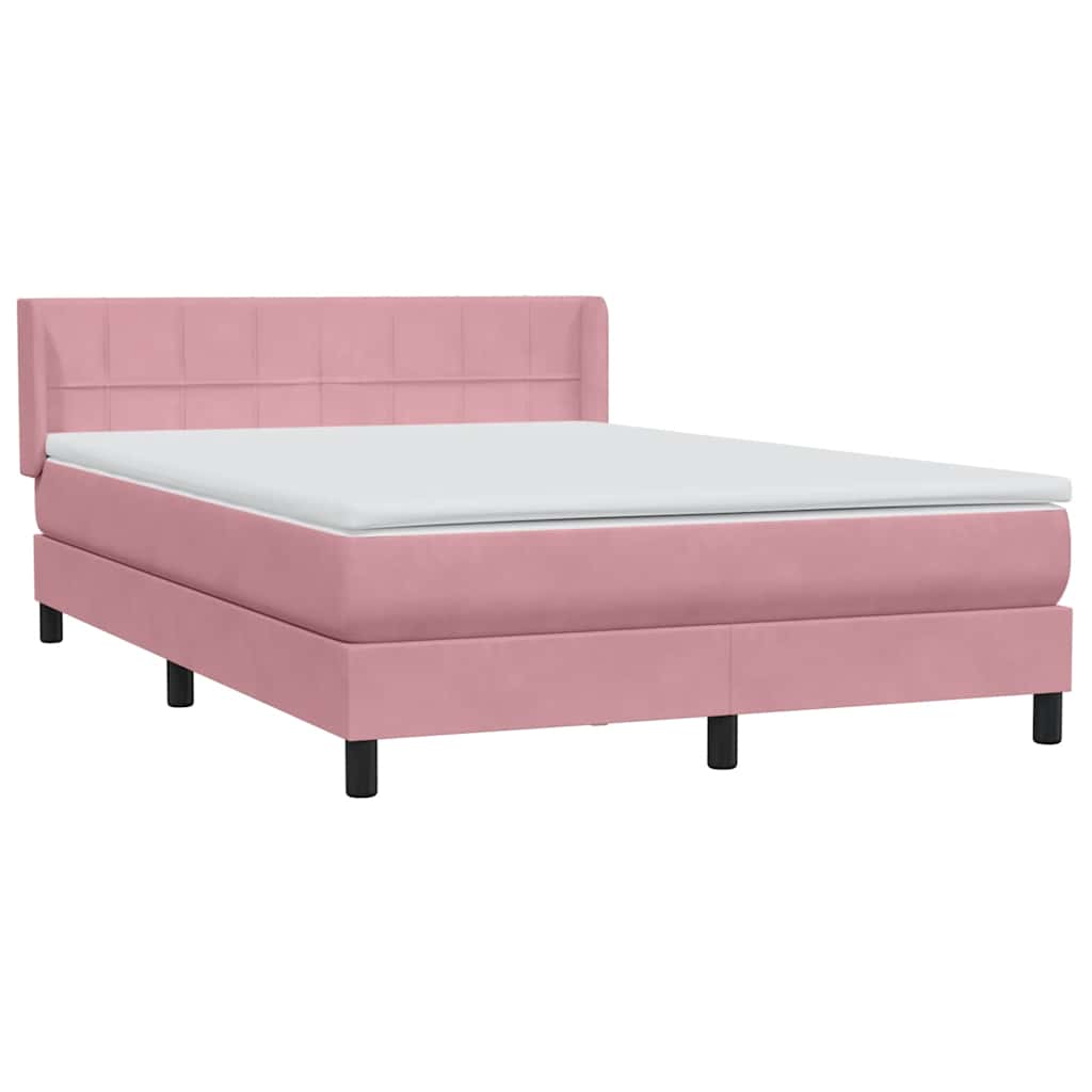 vidaXL Box Spring κρεβάτι με στρώμα ροζ 160x220 cm Βελούδινο