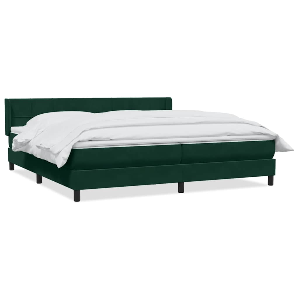 vidaXL Box Spring κρεβάτι με στρώμα σκούρο πράσινο 180x220cm Βελούδινο