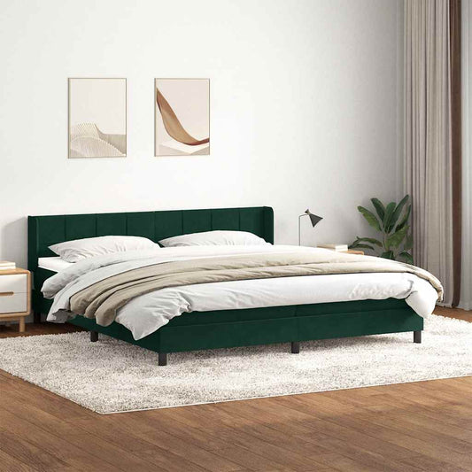 vidaXL Box Spring κρεβάτι με στρώμα σκούρο πράσινο 180x220cm Βελούδινο