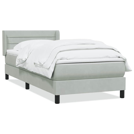 vidaXL Κρεβάτι Boxspring με Στρώμα Ανοιχτό Γκρι 80x210 εκ. Βελούδινο
