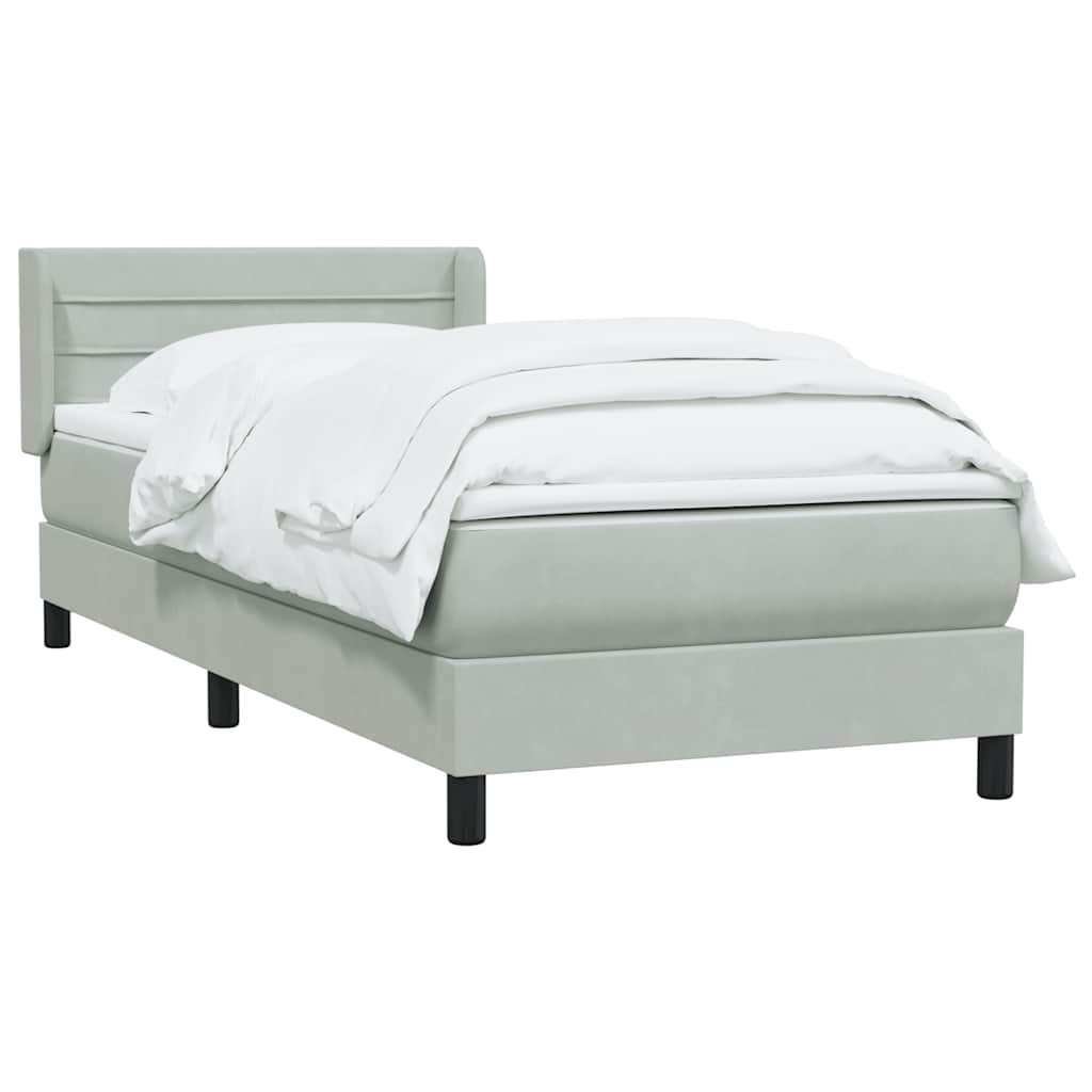 vidaXL Κρεβάτι Boxspring με Στρώμα Ανοιχτό Γκρι 80x210 εκ. Βελούδινο