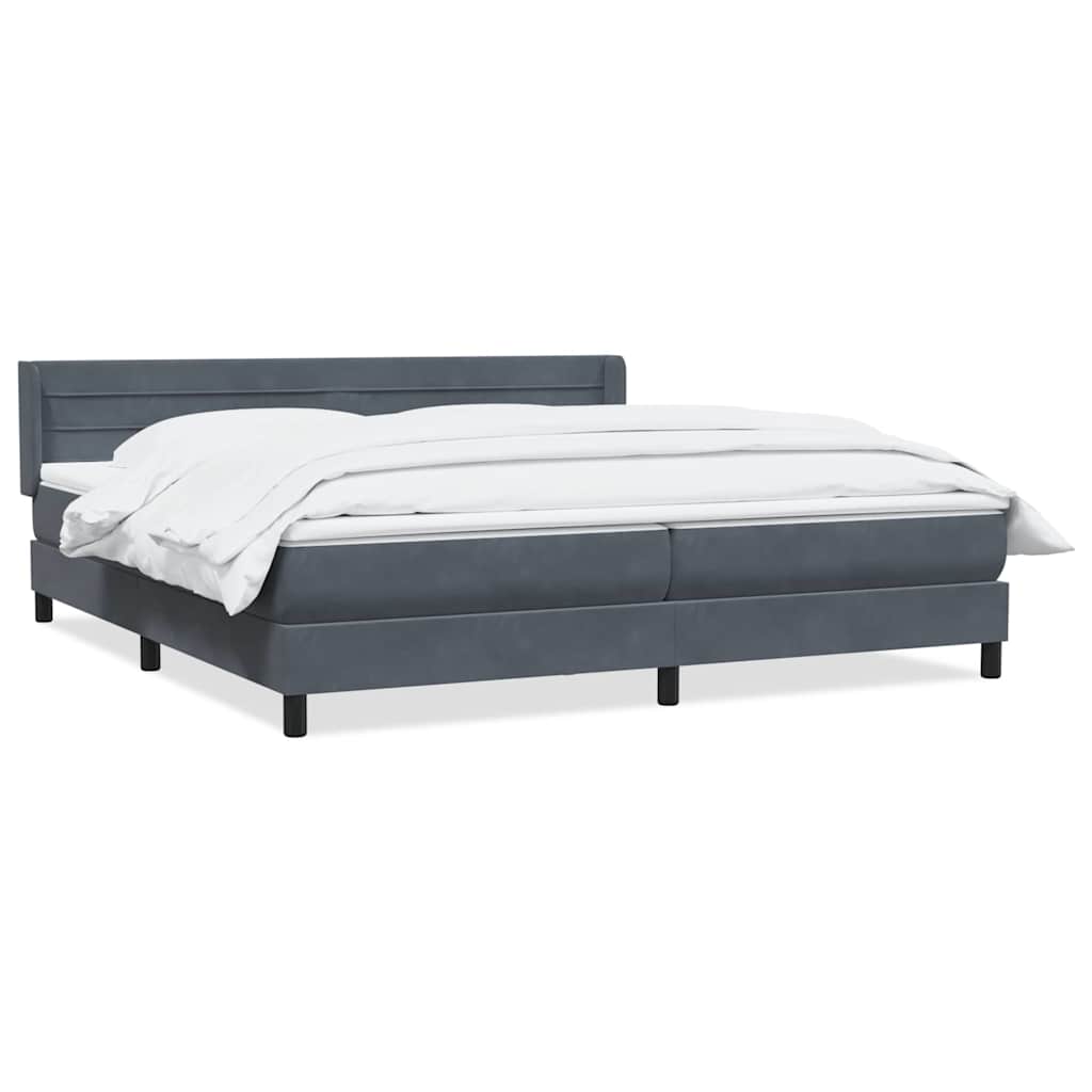 vidaXL Κρεβάτι Boxspring με Στρώμα Σκούρο Γκρι 180x210 εκ. Βελούδινο