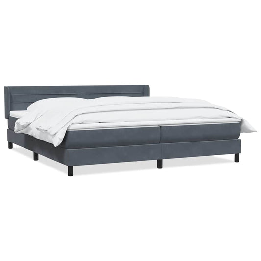vidaXL Κρεβάτι Boxspring με Στρώμα Σκούρο Γκρι 180x210 εκ. Βελούδινο